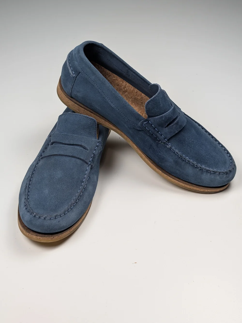 Original Penguin Mens Blue Suede Penny Loafers Charles 3 Shoes Size 10.5